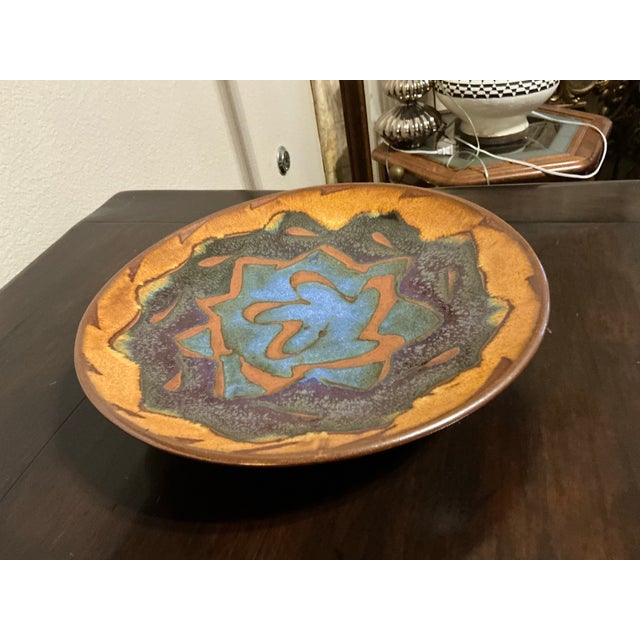 Large Signed Potters Brown Studio Art Pottery Centerpiece Bowl For Sale - Image 9 of 12