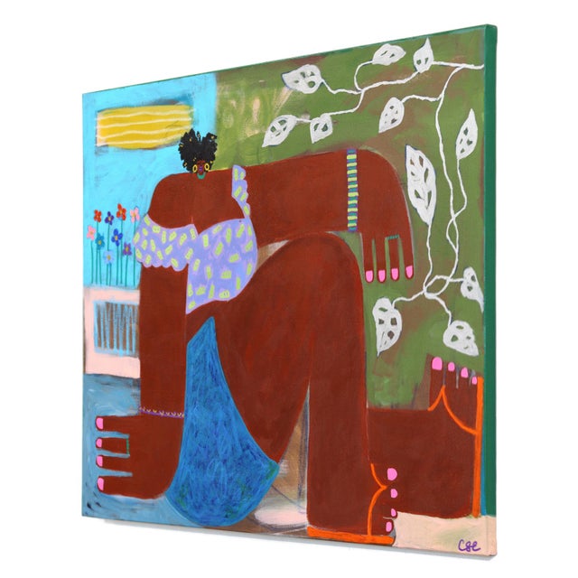 Contemporary Held by Stillness - Colorful Abstract Feminine Figurative Landscape Art by Courtney Simone For Sale - Image 3 of 9
