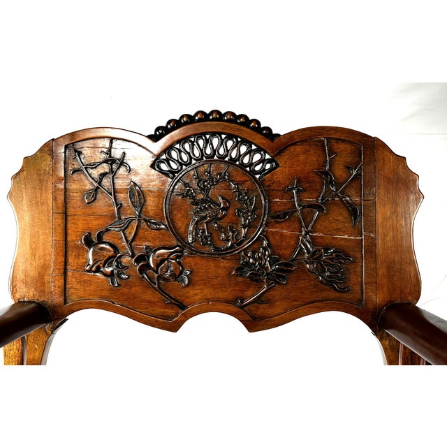 Brown Antique Chinese Armchair Made for the French Market For Sale - Image 8 of 12