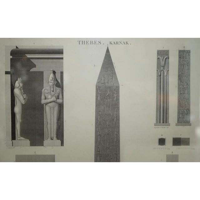 A stunning original egyptian gran tour thebes karnak gold framed copper plate print 2nd ed. (paris, 1829, vol. Iii, pl....