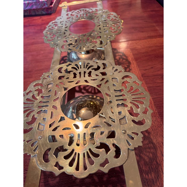Metal Late 19th Century Ornate Brass Chafing Dish With Filigree Warming Plates and Flame Snuffer - 5pcs For Sale - Image 7 of 9