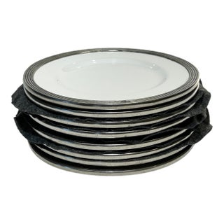 8 Piece Arte Italica Tuscan Pewter Rim Salad/Dessert Plates For Sale