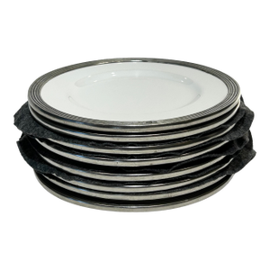 8 Piece Arte Italica Tuscan Pewter Rim Salad/Dessert Plates