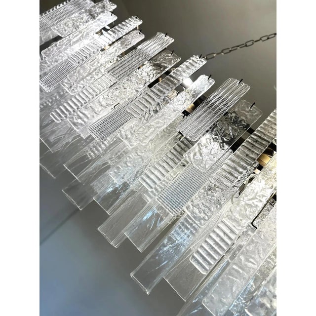 Italian Rectangular Strip Listelli Murano Glass Chandelier by Simoeng, in Exhibition Piece conditions. Designed from 2000...