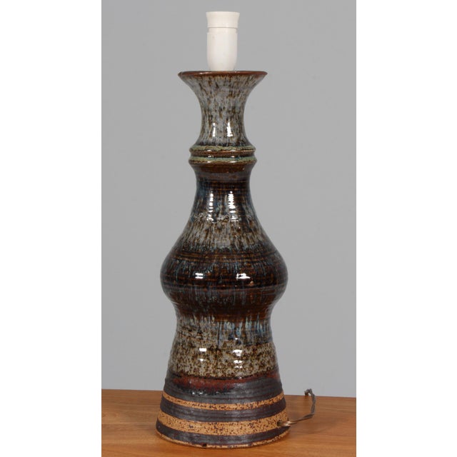 Large Danish Partly Glazed Stoneware Table Lamp, 1960s For Sale - Image 6 of 7