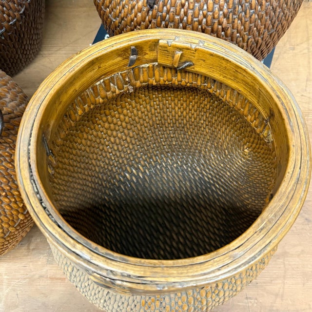 Woven Rattan Baskets with Wooden Rims, Sold Per For Sale - Image 11 of 14
