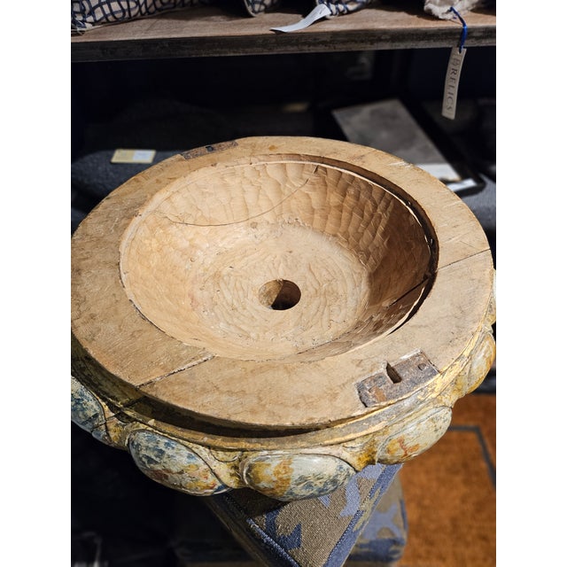 Antique Spanish Wooden Baptismal Font With Polychrome Finish Chairish