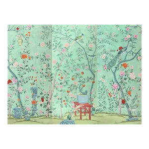 Chinoiserie Murals Hand Painted Wallpaper on Tea Paper Panel - 3 Panels