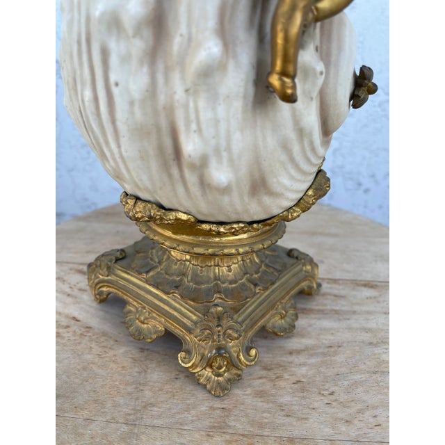 1920s Art Nouveau Porcelain Gilt Bronze Vase For Sale - Image 12 of 13
