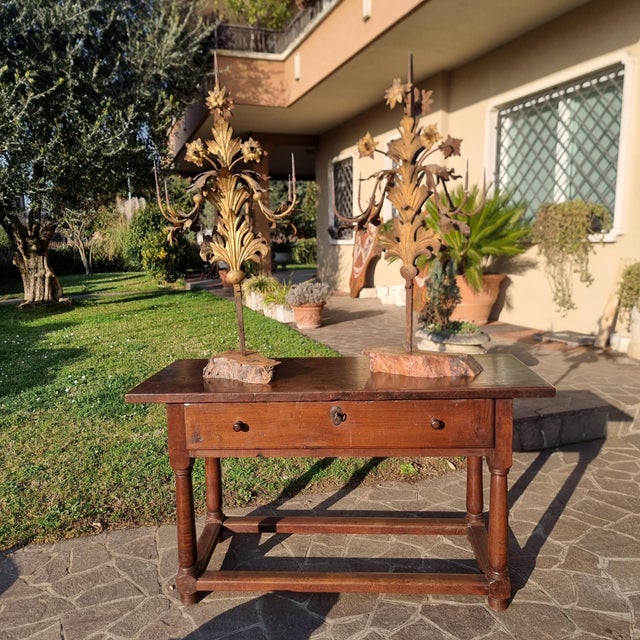 Metal 19th Century Gilded Sheet Metal Candelabra Pair, Set of 2 For Sale - Image 7 of 14