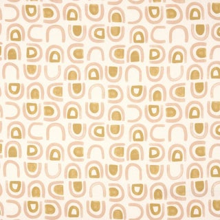 Schumacher X Hadiya Williams Threshold Printed Linen Fabric in Salt & Ochre For Sale