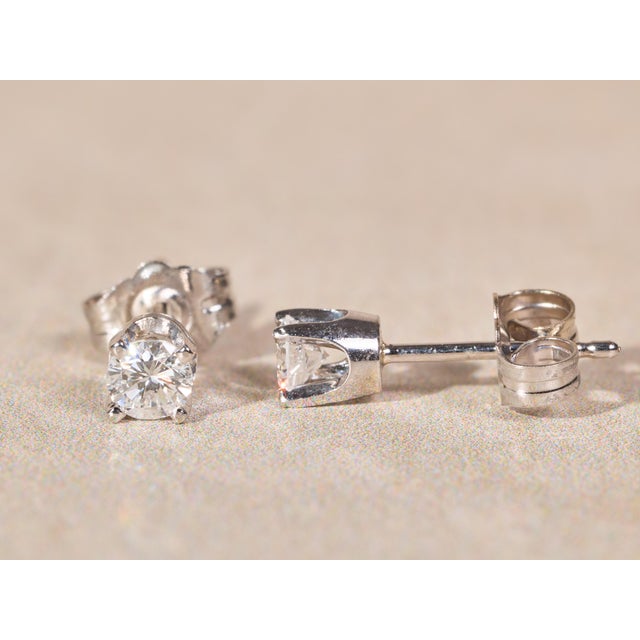 Contemporary The Fonsecas: Ladies 14K White Gold 0.30CTW Natural Diamond Stud Earrings, 2 Pieces For Sale - Image 3 of 6