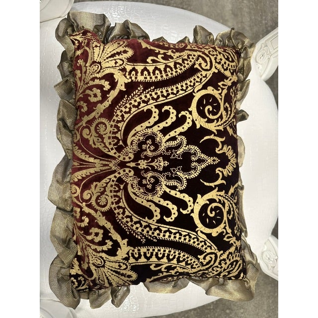 Late 20th Century Caspani Tino Group Italian Carved Accent Armchair With Pillow For Sale In Miami - Image 6 of 14