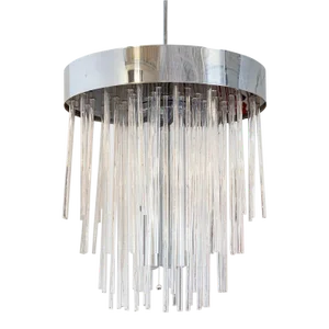 Chrome and Lucite Rod Contemporary Modern Waterfall Chandelier Light Fixture