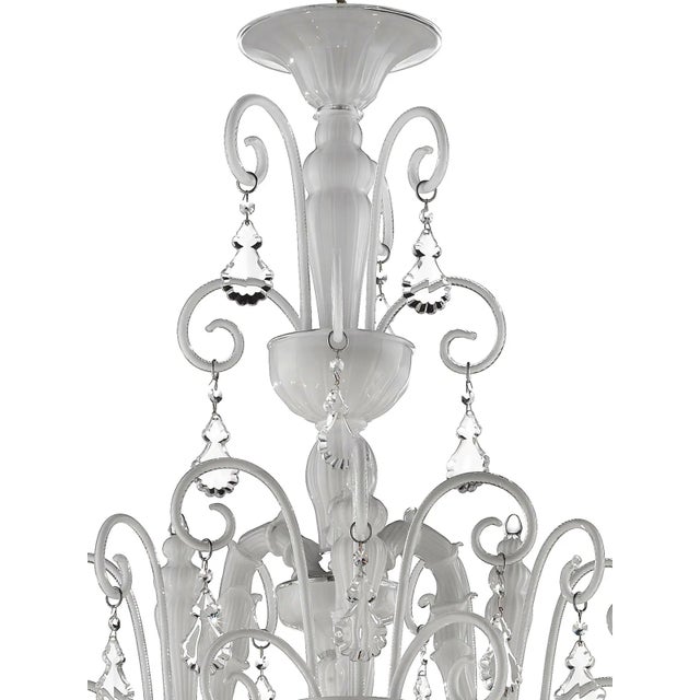 Glass Handcrafted Modern White Ca’ Rezzonico Chandelier With Curled Murano Glass Details For Sale - Image 7 of 7