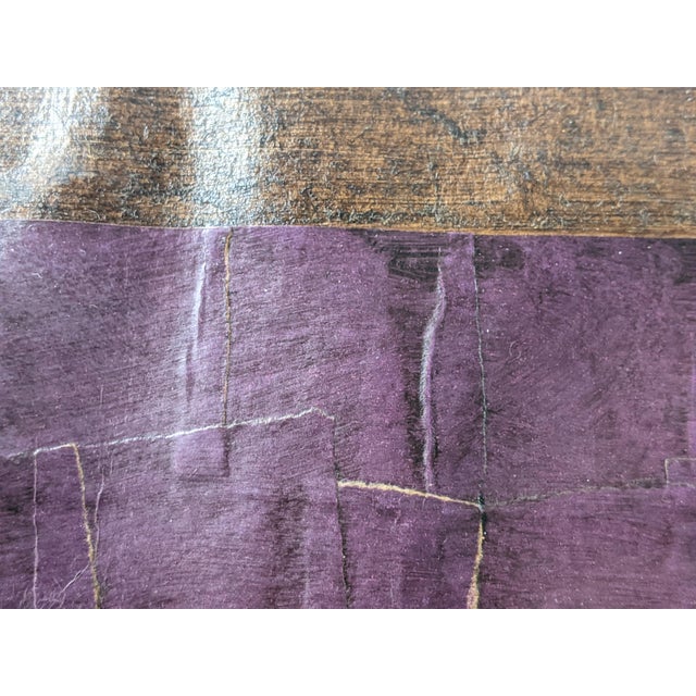 Oversized Vintage Andean Musicians Banana Leaf Mosaic Folk Art – Purple, Red & Cream For Sale - Image 16 of 17