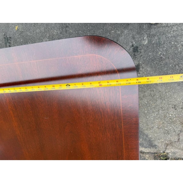 Kindel Oxford Georgian Style Mahogany Double Pedestal Extension Dining Table With 4 Leaves For Sale - Image 16 of 17