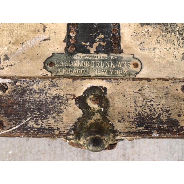 Farmhouse Antique C a Taylor Trunk Works Steamer Trunk For Sale - Image 3 of 15