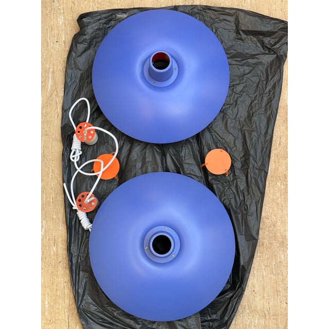 1980s Vintage Blue Model Ph 4/3 Pendant Lamps by Poul Henningsen for Louis Poulsen, 1970s, Set of 2 For Sale - Image 5 of 11