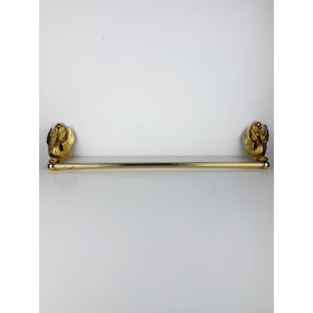 Hollywood Regency French Gold Tone Swan Bathroom Set, Bathroom Towel Ring, Towel Rail, and Wall Hook, 1970s, Set of 3 For Sale - Image 6 of 18