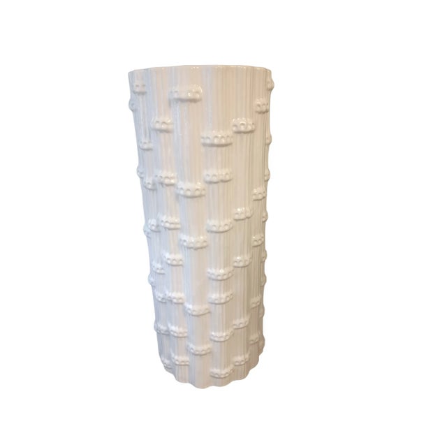 Vintage Boho Faux Bamboo Ceramic Umbrella Stand For Sale In West Palm - Image 6 of 6