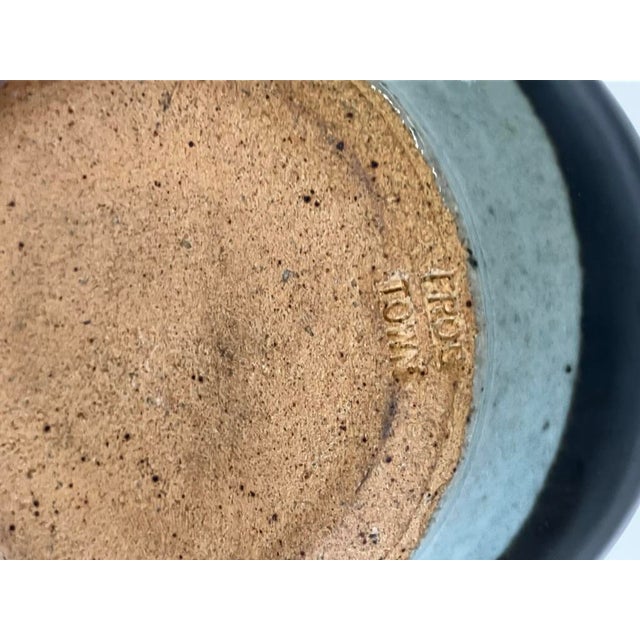 Vintage Studio Pottery Vase – Dark Glaze With Exposed Stoneware Base 'Frogtown' For Sale - Image 4 of 8