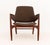 Ib Kofod-Larsen Style Teak Arm Chair, with brown felt upholstered seat on four tapered legs conjoined by box stretcher....