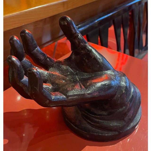Metal 1960s Black Cast Iron Hand Sculpture For Sale - Image 7 of 8