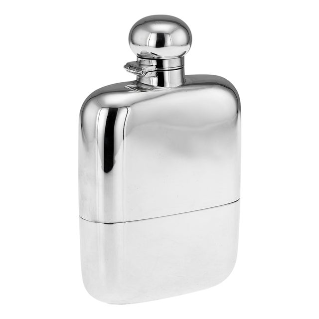 Antique English Silver Hip Flask and Cup from James Dixon & Sons, 1905 For Sale