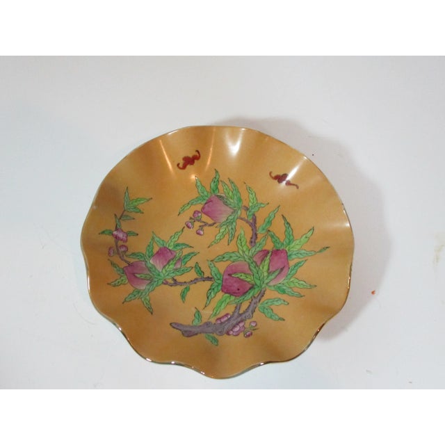 Vintage Asian Yellow Pomegranate Ruffled Bowl For Sale - Image 4 of 7