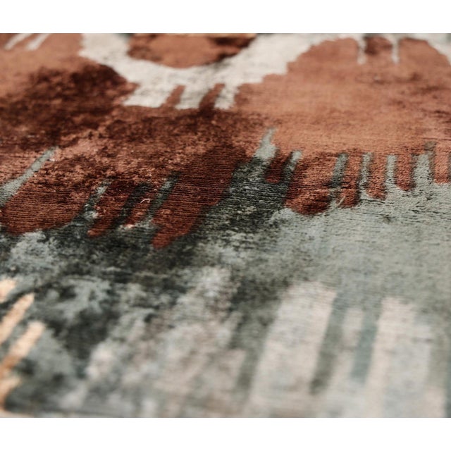 Handmade Organic Silk Velvet Pillow 20x20 | Earthy Modern Design For Sale In San Francisco - Image 6 of 7