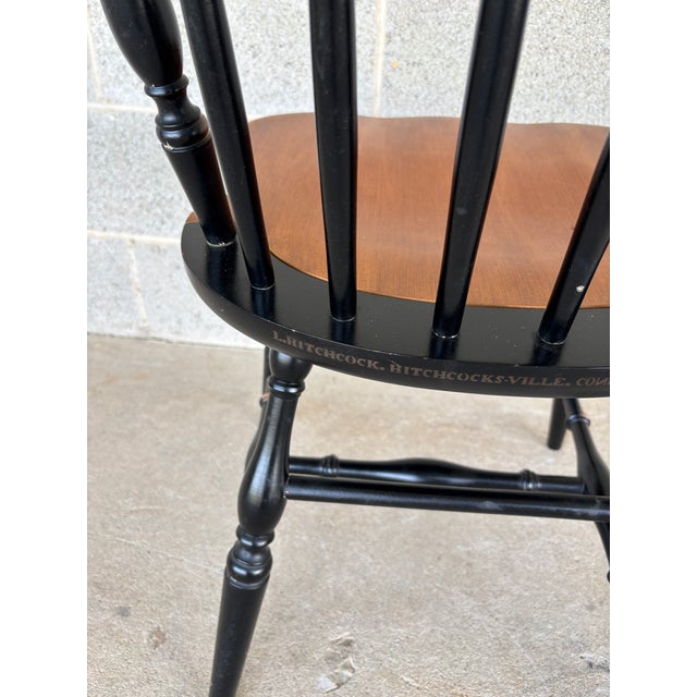 Black L. Hitchcock Black Harvest Maple Fan Back Windsor Side Chair For Sale - Image 8 of 8