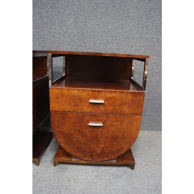 Art Deco Late 20th Century Hickory + White Art Deco Style Nighstands For Sale - Image 3 of 11