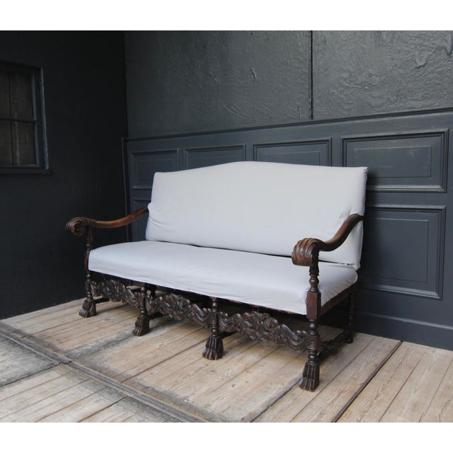 Antique German Carved Walnut Sofa For Sale - Image 6 of 18