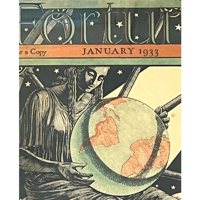 Art Deco Fortune Magazine cover January 1933, framed and matted. This is an original cover, not a re-print or copy. The...