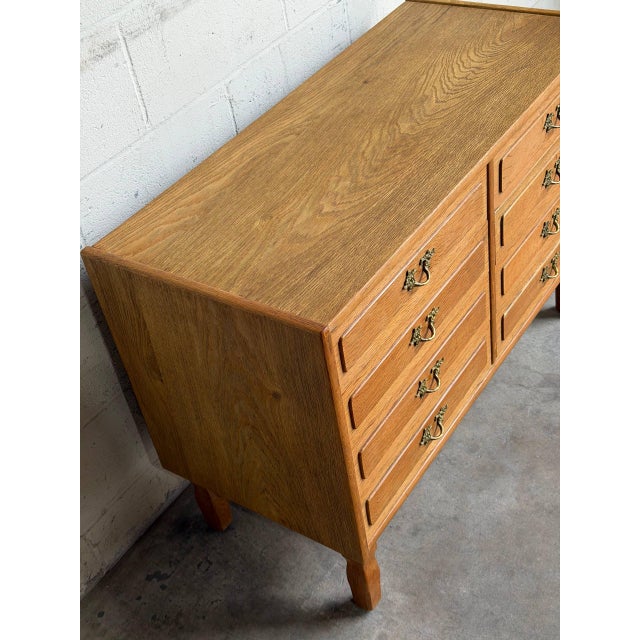 In Style of Henning Kjærnulf Oak Wooden Dresser Lowboy Chest of Drawers Denmark 1960s For Sale In Los Angeles - Image 6 of 10