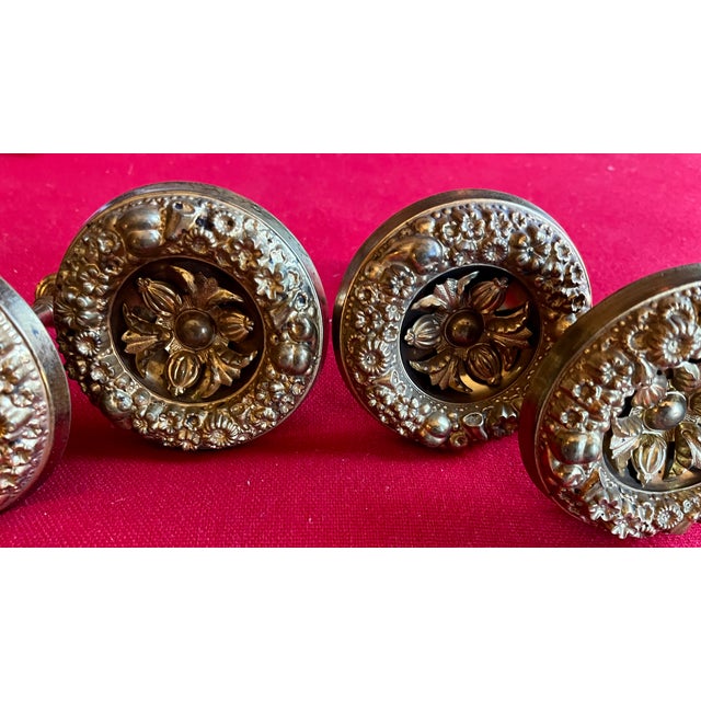 Brass Antique 19th Century French Empire Classical Gilt Brass Curtain Drapery Tie Backs for the American Federal Market - A Set of 4 For Sale - Image 8 of 15