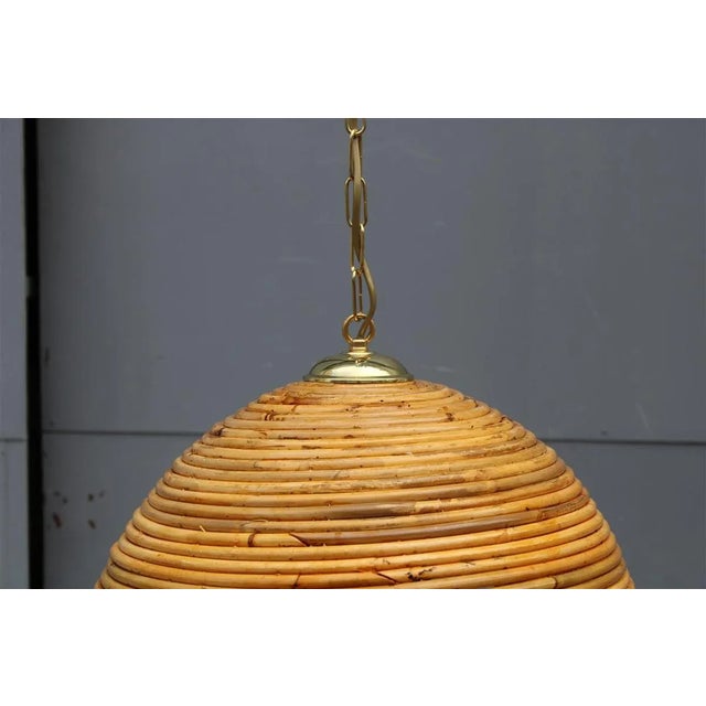 Bamboo and Brass Pendant Lamps, 1950s, Set of 2 For Sale - Image 11 of 13