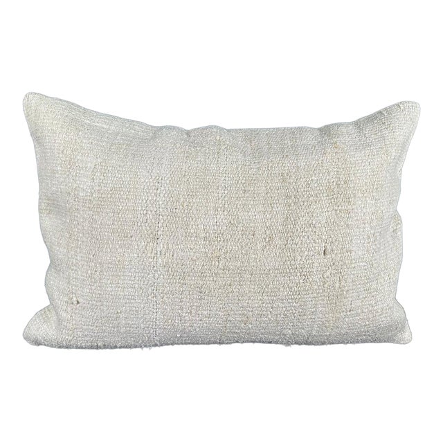 Turkish Hemp Pillow Cushion Natural Beige Pillow Cushion Cover 16" x 24" For Sale