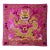 Asian Square Magenta Golden Dragon Bats Blossom Flower Fabric Display Art For Sale