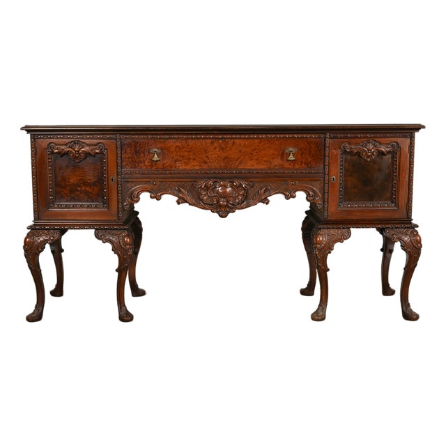 Berkey & Gay Style Chippendale Carved Mahogany Sideboard or Bar Cabinet, Circa 1920s For Sale