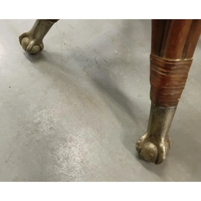 Vintage Bamboo Chippendale Pedestal Glass Top Dining Table For Sale - Image 4 of 4