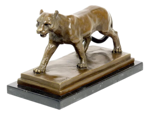 Art Deco Artist, Brown Patinated Panther Sculpture, Bronze