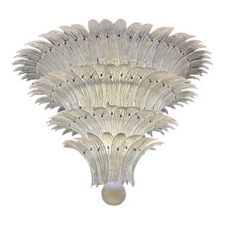 White "Palmette" Murano Glass Chandelier For Sale