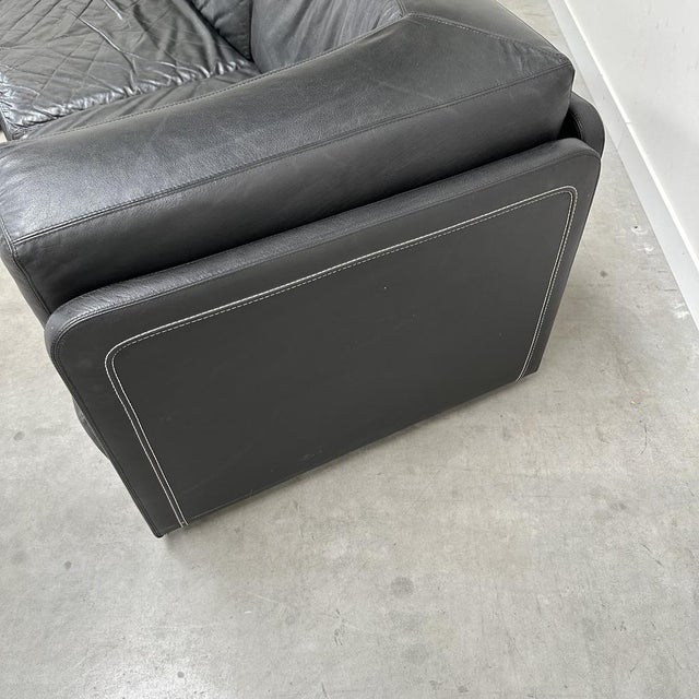 Animal Skin Modular Lounge Set in Black Leather, 1970s, Set of 5 For Sale - Image 7 of 11