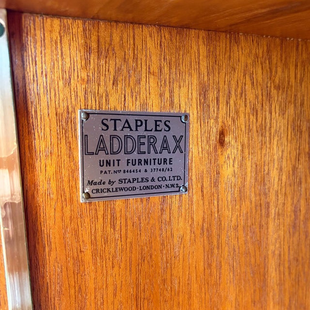 Staples Ladderax Two-Bay Teak Shelving System by Robert Heal for Staples Cricklewood, 1960s For Sale - Image 12 of 13