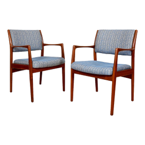 Pair, Danish Modern Teak Accent | Dining Chairs With Arms