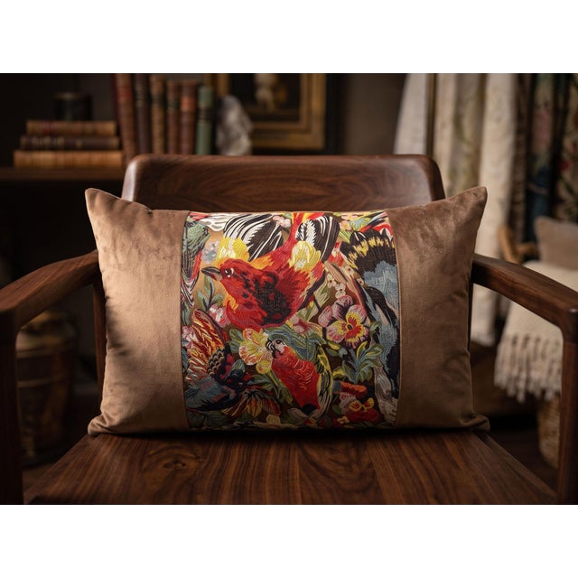 Textile Handmade Mocha Velvet Tropical Cushion Cover For Sale - Image 7 of 15