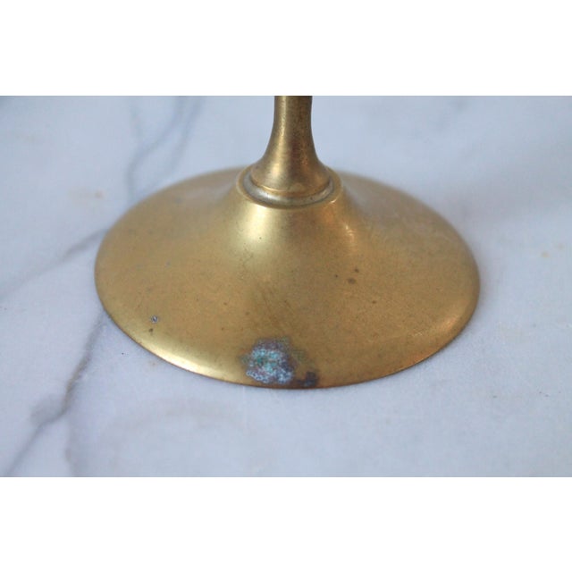 Vintage Oval Faux Bamboo Brass Serving Tray W/ Set of Four Brass Champagne Coupes For Sale - Image 10 of 12