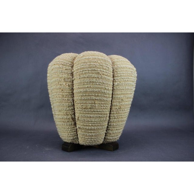 A distinctive vintage footstool from czechoslovakia, dating to circa 1950 and attributed to the halabala design tradition....